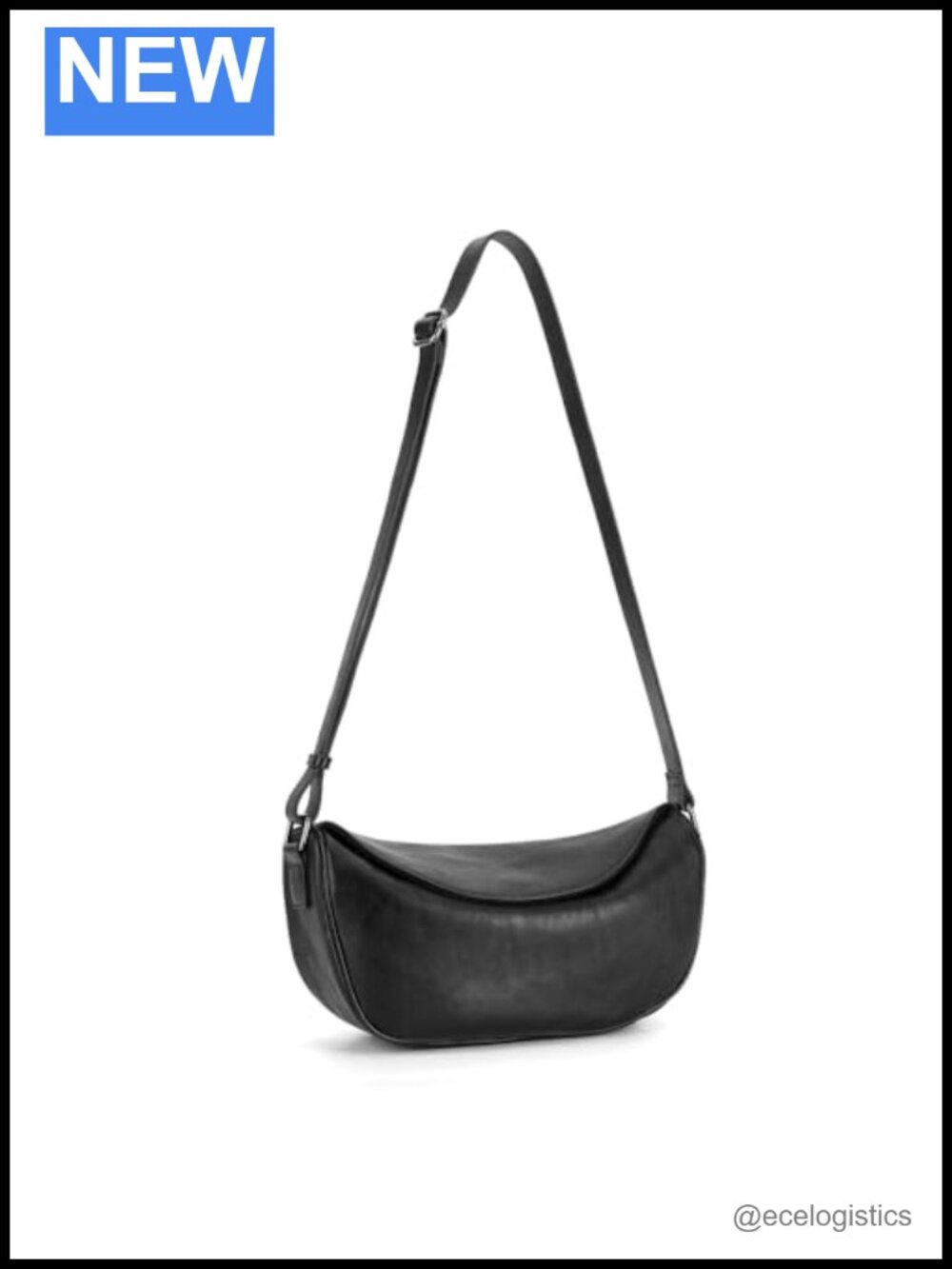 Genuine Leather Crossbody Bag Women Crescent Half Moon Purse Adjustable Strap